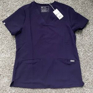 Figs Casma 3 Pocket Scrub Top Purple Jam
